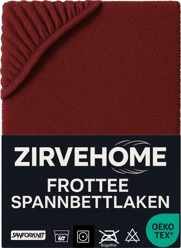 Frotte Spannbettlaken 180x200-200x200 cm - Winter Spannbetttuch Baumwolle Bettlaken für Matratzen bis 25 cm Höhe, Bordeaux