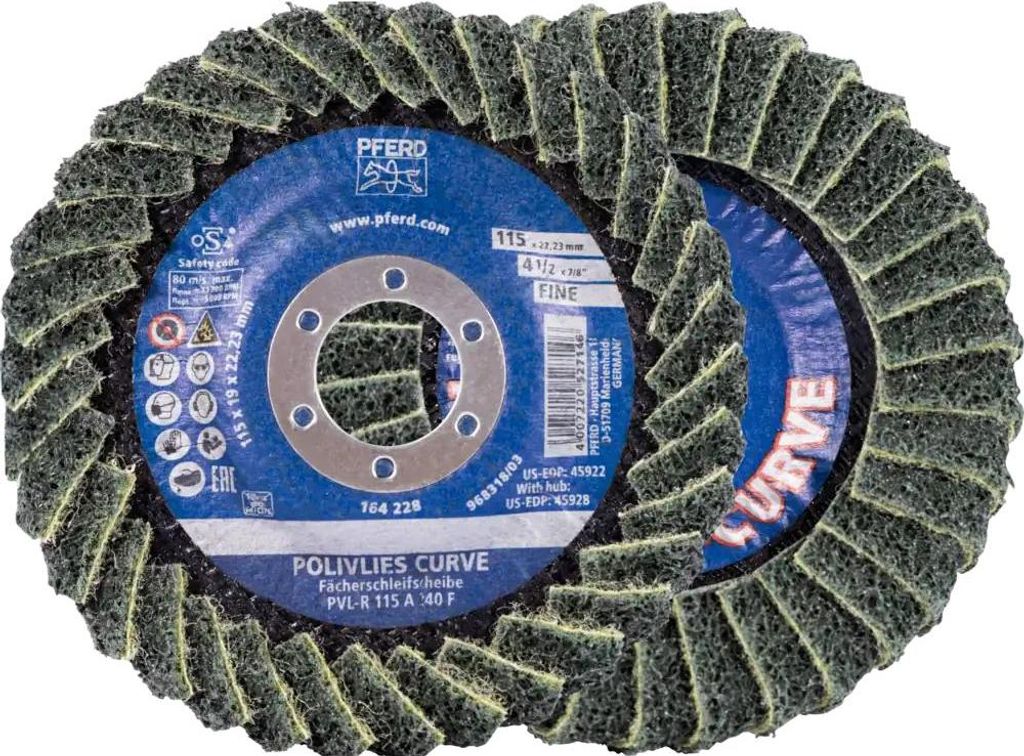 PFERD POLIVLIES flap discs PVL-R, 11,5 cm, 5 Stück(e)