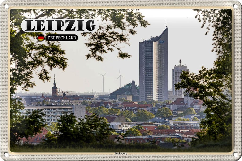 Blechschild Städte Leipzig Fockeberg Aussicht 40x30cm
