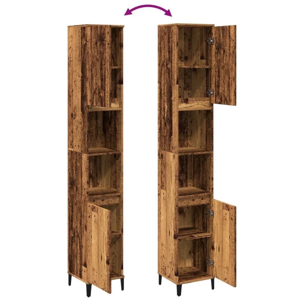 Möbel Badschrank Altholz-Optik 30x30x190 cm Holzwerkstoff - Spiegelschränke CLORIS2649167