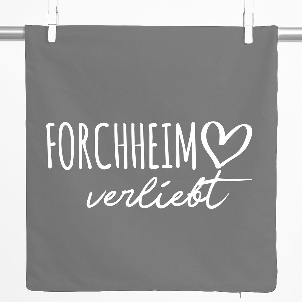 Huuraa Kissenbezug Forchheim verliebt 40x40cm Steel Grey Baumwolle Dekokissenbezug Geschenkidee