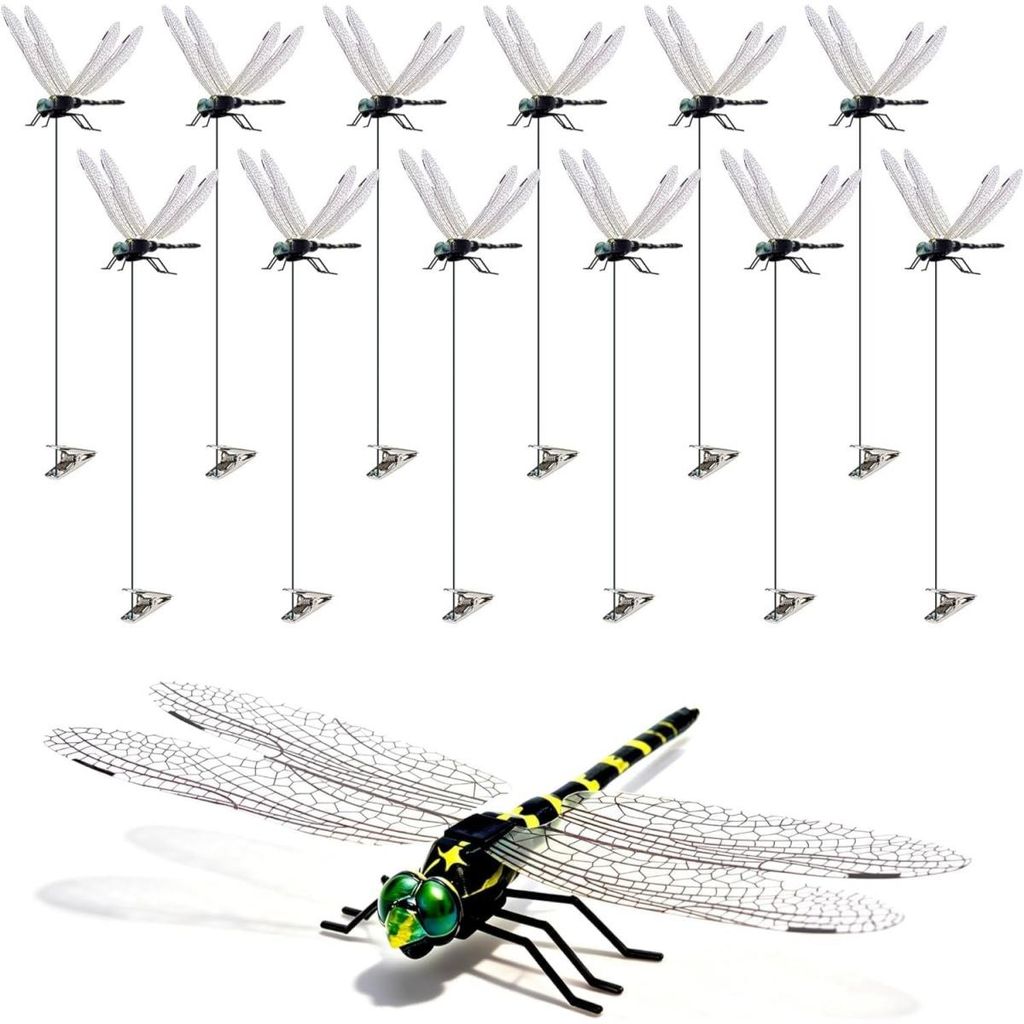 12er Set 3D Libellen-Clips mit Steckern - Realistische Produktbild 