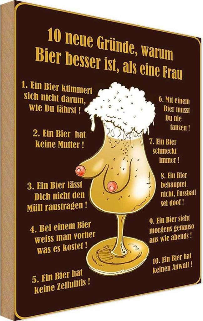 vianmo Holzschild 18x12 cm Alkohol 10 Gründe Bier besser Produktbild 