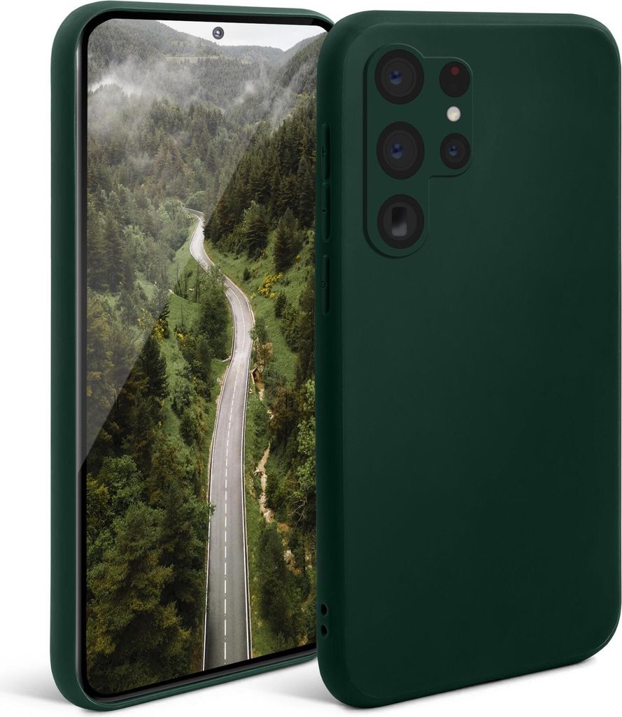 Moozy Minimalist Series Silikon Hülle für Samsung S22 Ultra, Dunkelgrün - Mattes Finish, Dünne, Leichte, Weiche TPU-Handyhülle Schutzhülle Ca...