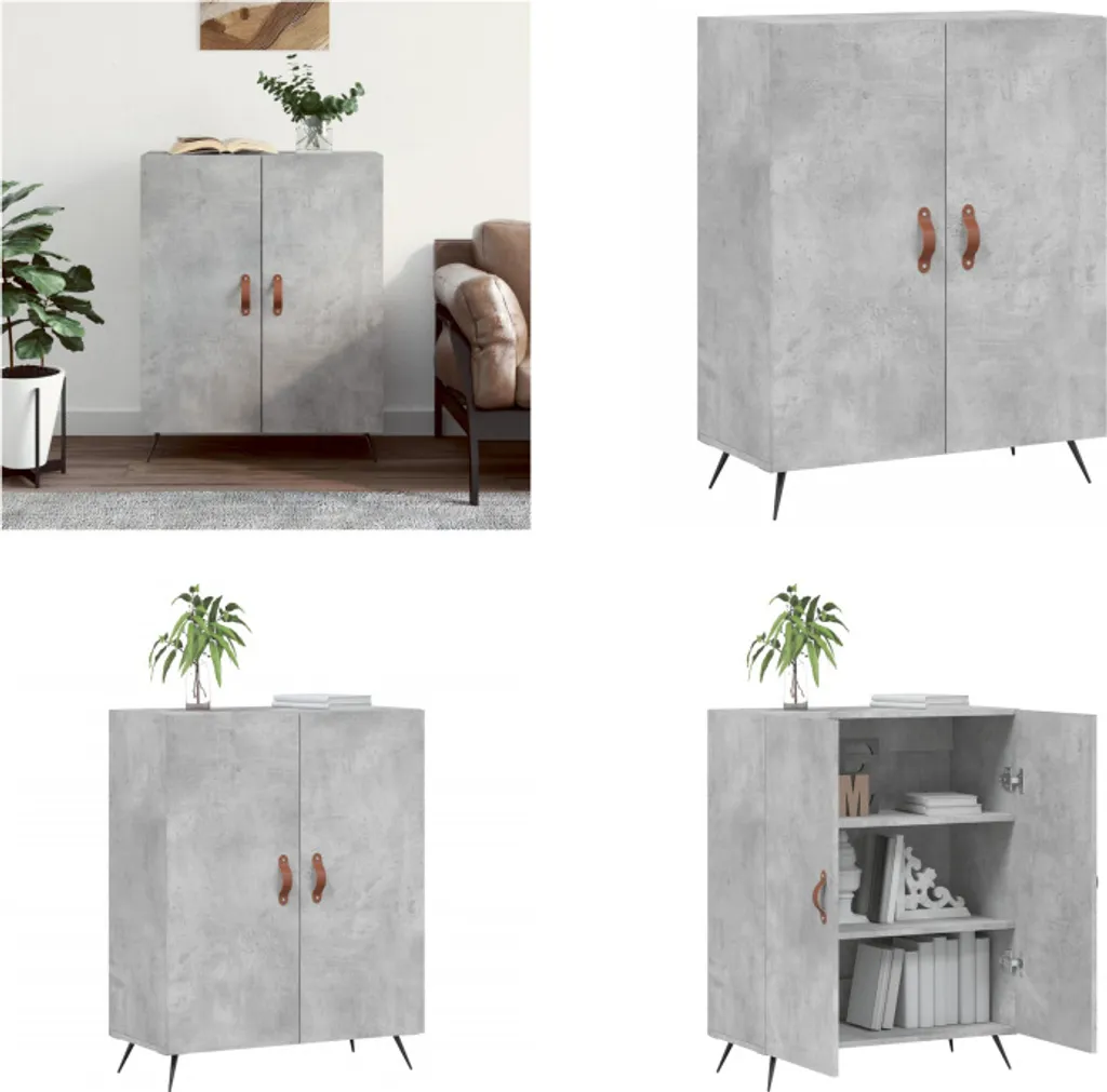 Credenza VidaXL Grigio Cemento: Mobile Multiuso 80x30x54 Cm In Legno Multistrato - 3