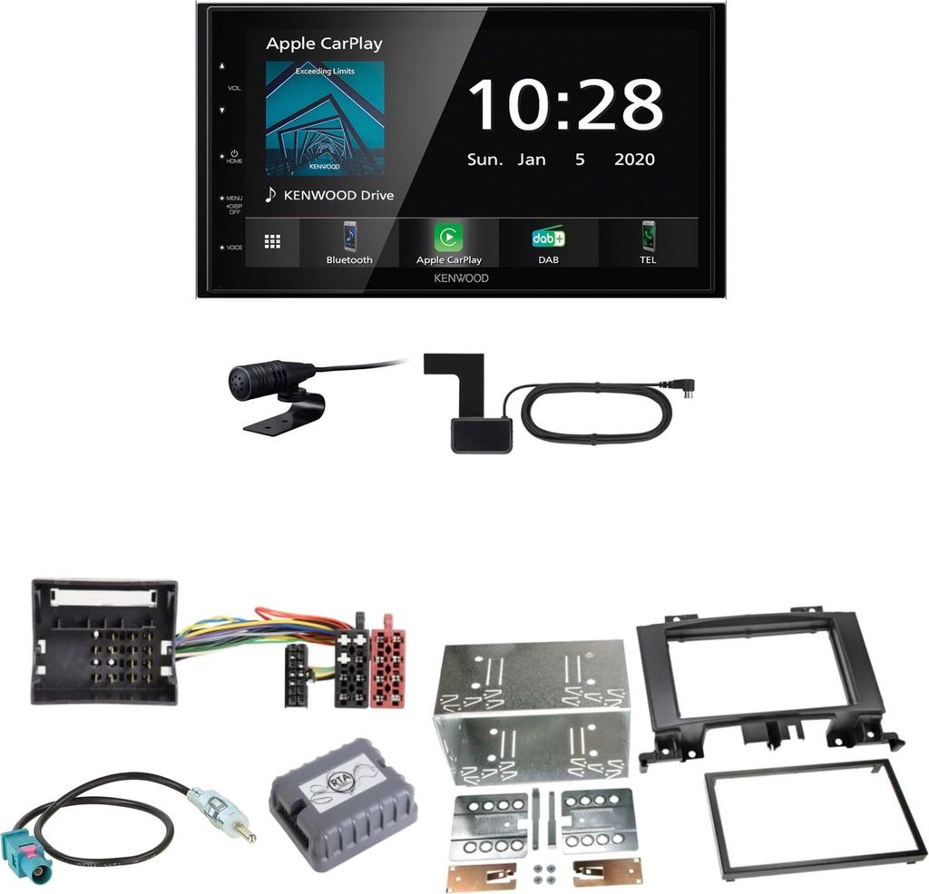 Kenwood DMX5020DABS Android Auto Einbauset für Mercedes Sprinter W906 Crafter