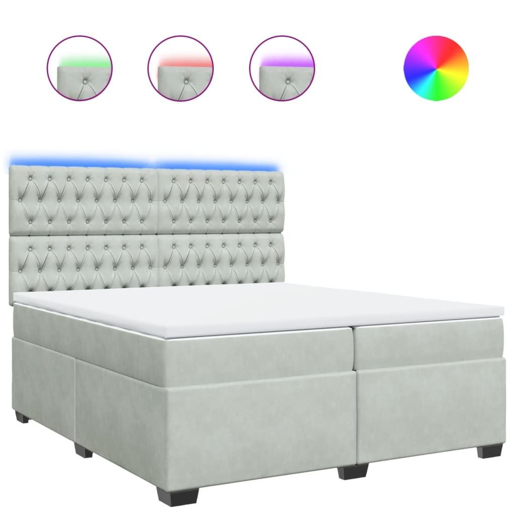 Boxspringbett mit Matratze Hellgrau 200x200 cm Samt Produktbild 