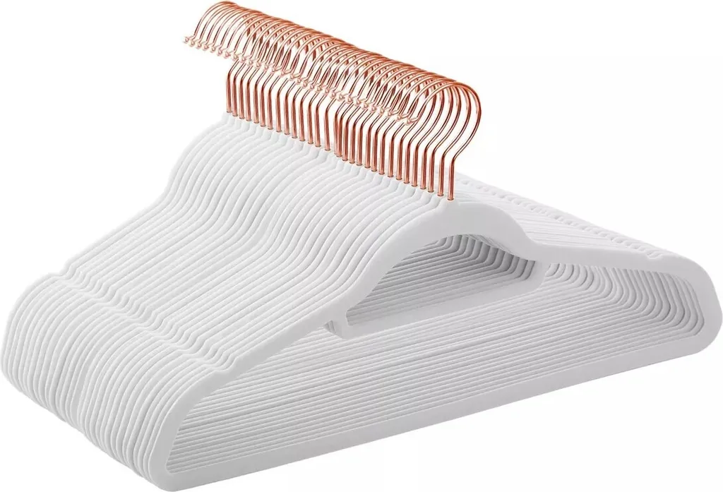 Set 50 Grucce in Velluto Bianco Cydney - Appendiabiti Antiscivolo Salvaspazio