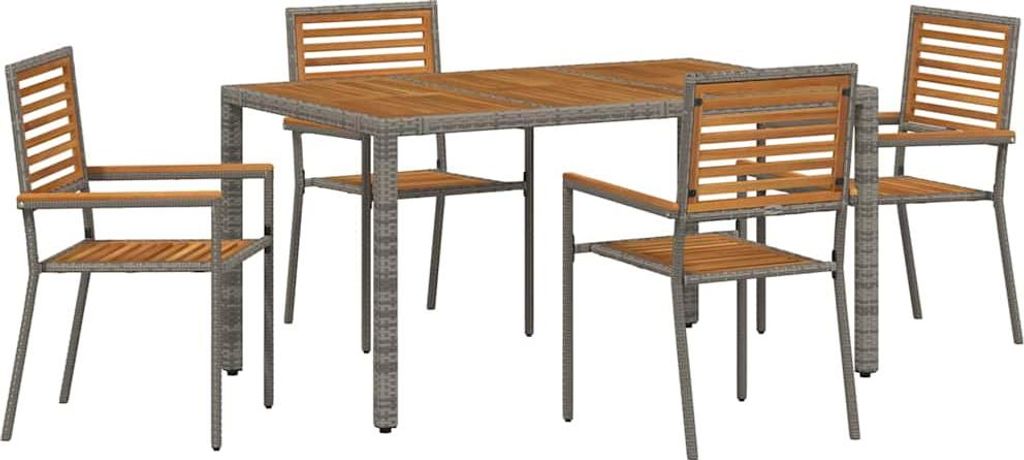 vidaXL Garten Essgruppe 5 pcs Grau und Braun Poly-Rattan