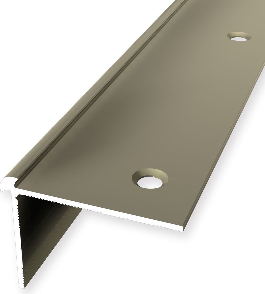 Treppenkantenprofil 29 x 39 x 2500 mm Winkelprofil Einfasshöhe 2.5 mm Aluminium Glatt Doppelt Versetzt Versenkt Gebohrt Sand Küberit