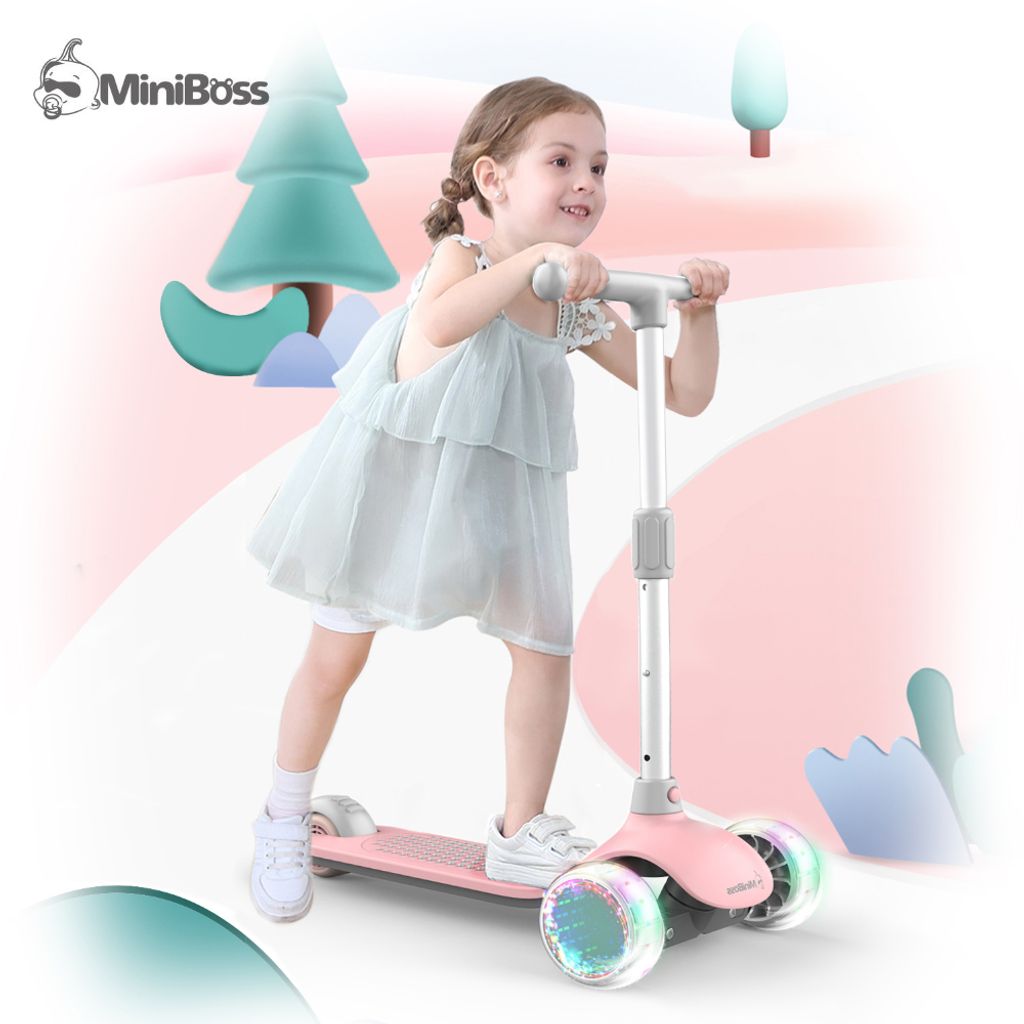 Kinderroller Scooter Kickroller mit Sitz Dreirad Laufrad 3 LED Rad für Kind Grün