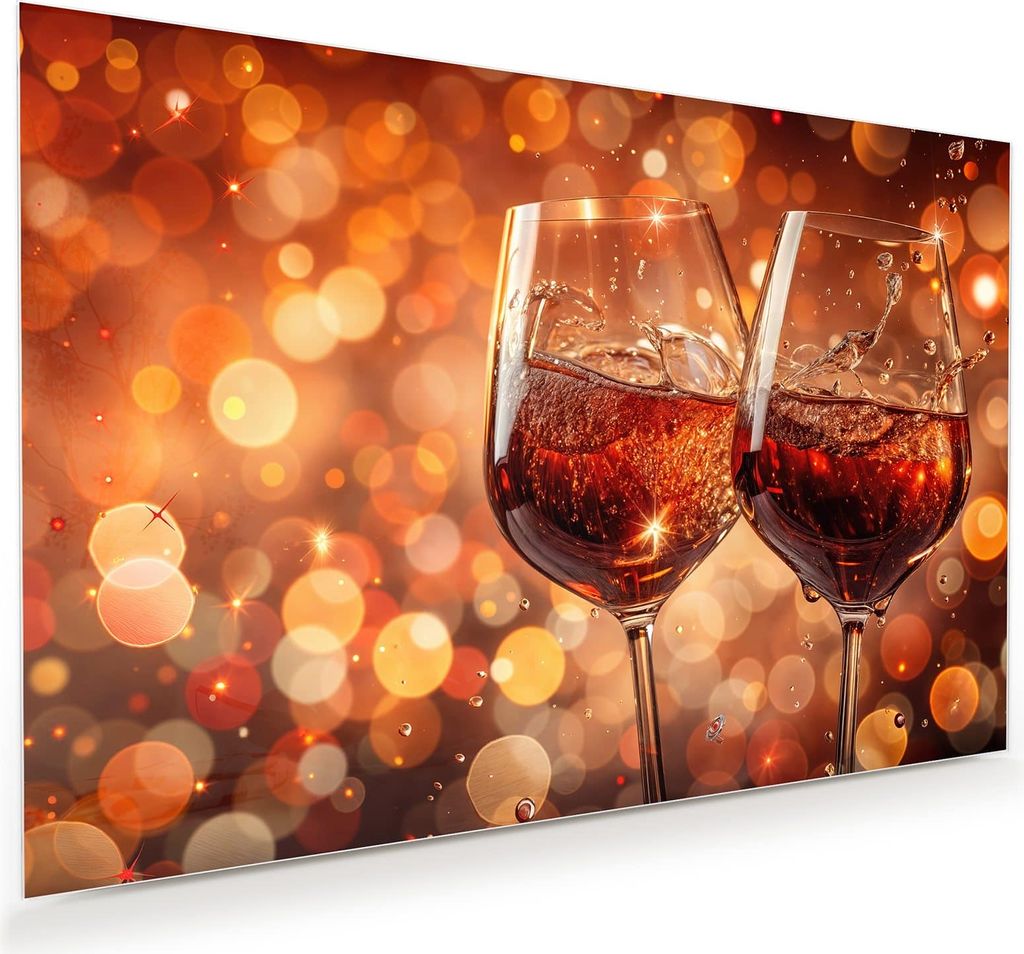 Glasbild 45x30cm in XXL für Wohnzimmer, Schlafzimmer Motiv Weingläser Festlich