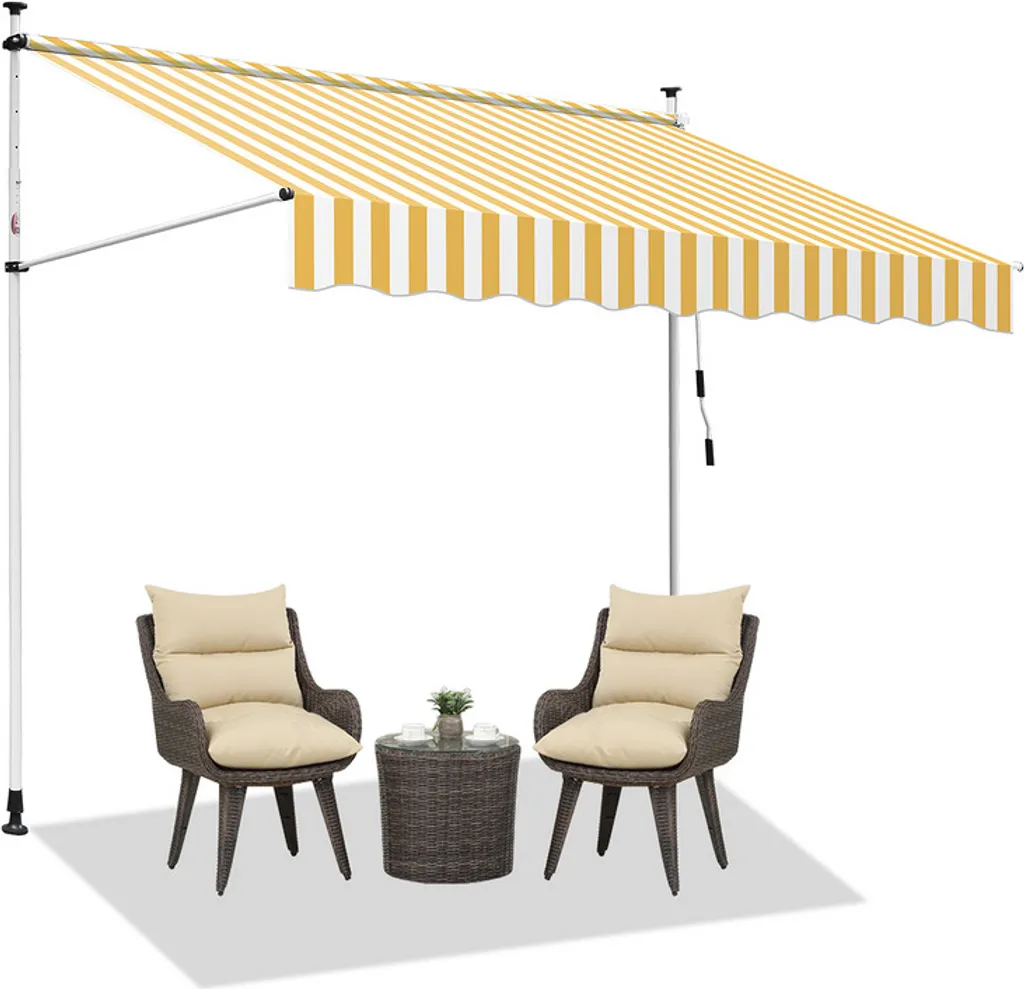Tenda da Balcone TolleTour 2.5m Gialla e Bianca Retrattile UV Water