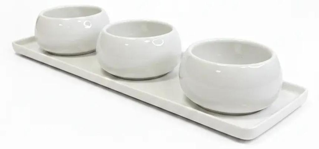Snackschalen-Set mit Serviertablett, 4-teilig, weißes Produktbild 