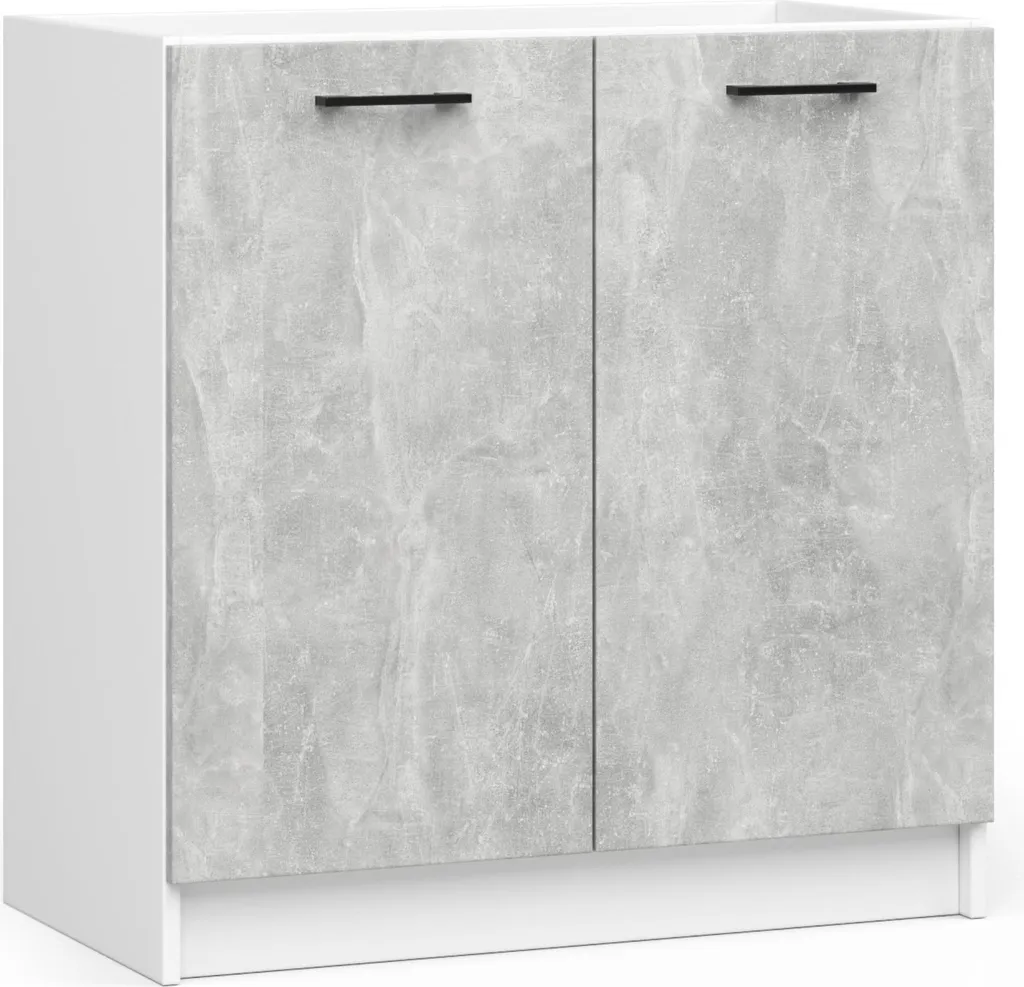 Armadio da Cucina OLIWIA S80ZL Bianco Betong 80 cm Lavello con Ante Pieghevoli e Ripiano