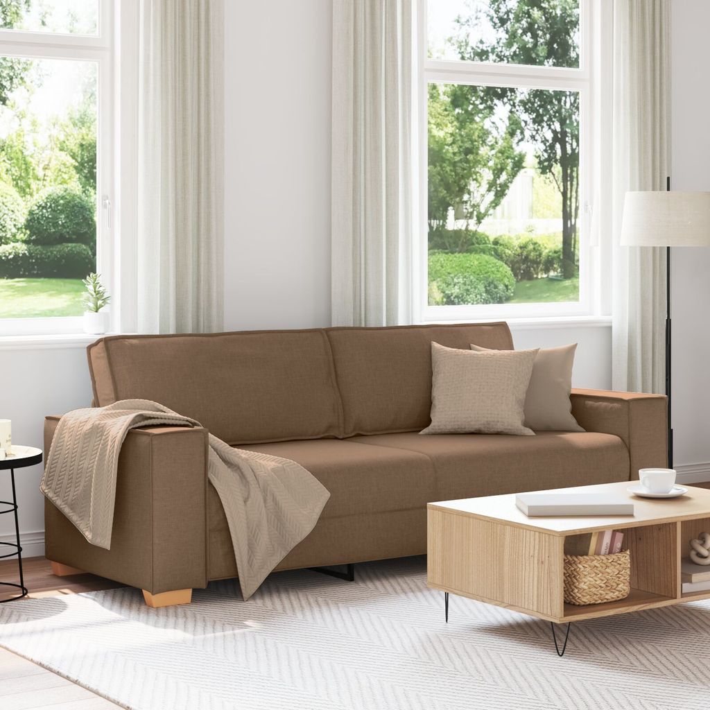 Möbel Sofa 3-Sitzer Braun 180 cm Stoff - Klassische Sofas 4104994