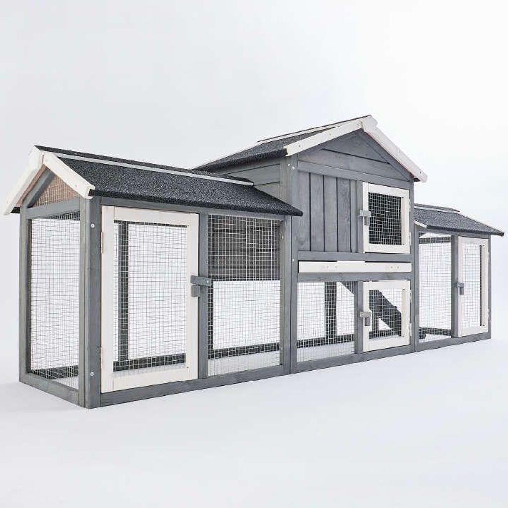 zooprinz Hasenstall Don Camilo 210x54x85cm Vollholz 4 Türen Kotschublade