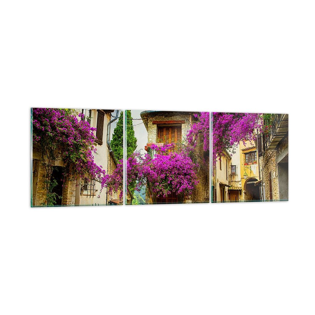 Bilder auf glas - Straße Sommer Blumen - 150x50cm - Glasbilder - Wandbilder - Kunstdruck - zum Aufhängen bereit - Wanddekoration aus Glas - Glas ...