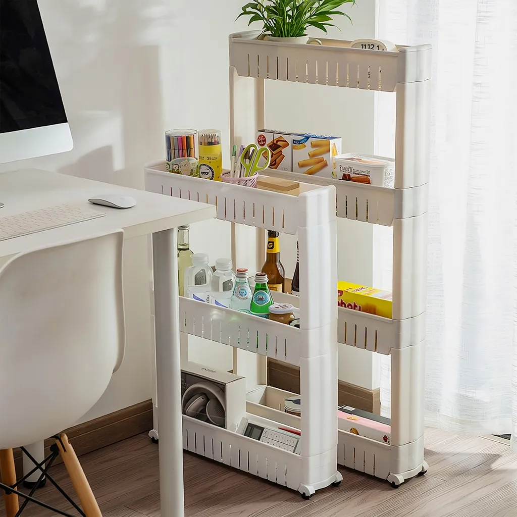 Étagère mobile 3 étages avec roues - Meuble d'appoint gain de place - 10