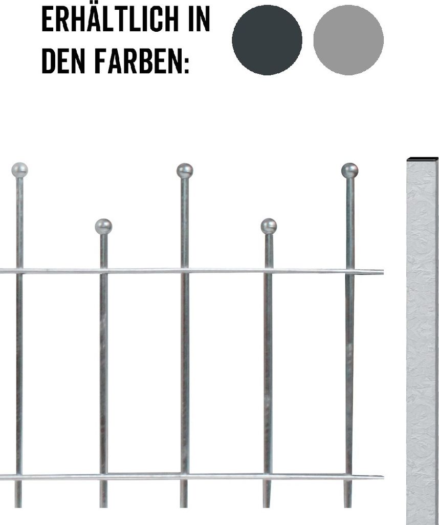 Alberts Zaunkomplett-Set Madrid, zum Einbetonieren, Höhe 49,5 cm, Länge 6 m, feuerverzinkt