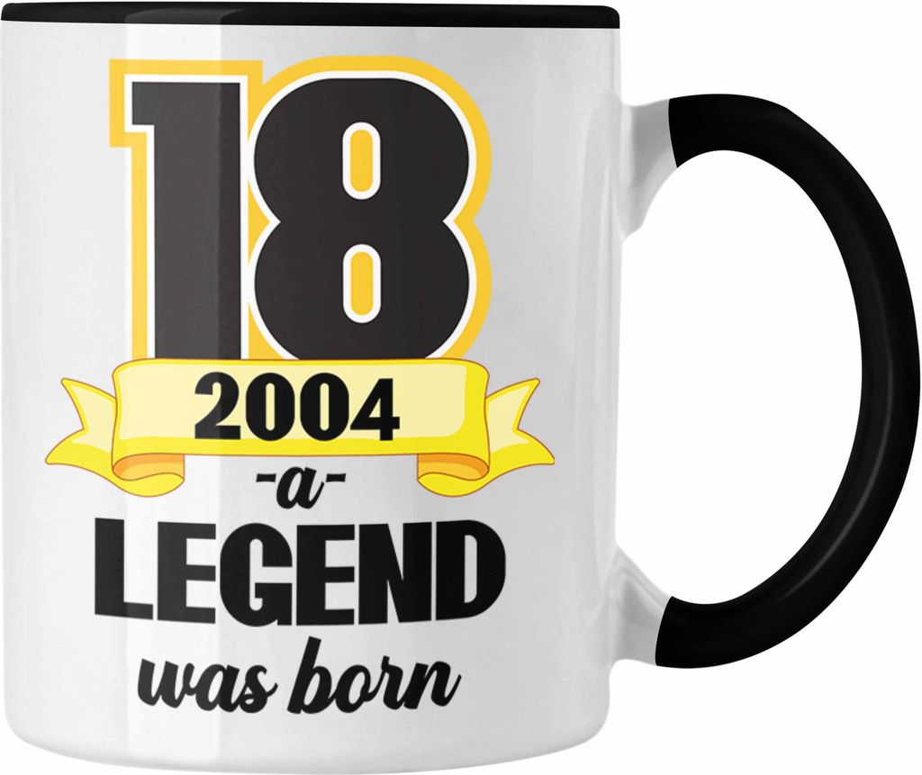 Trendation - 18. Geburtstag Tasse Geschenk Mädchen Jungen Geschenkidee Lustig Spruch 18 Geschenke Geschenkideen zum 18 Bday 18er (Schwarz)