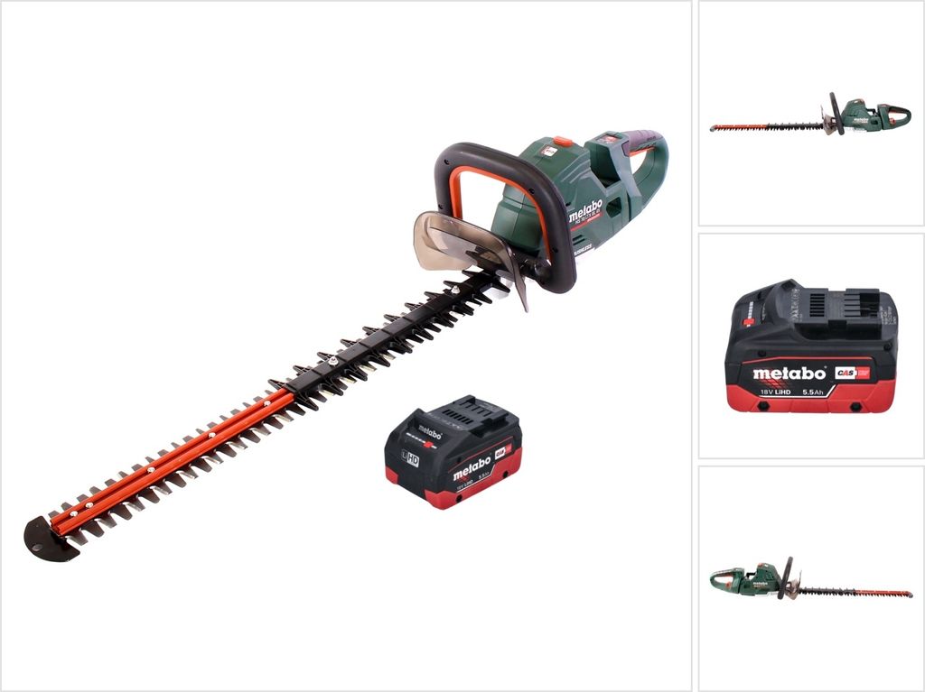 Metabo HS 18 LTX BL 65 Akku Heckenschere 18 V 60 cm Brushless + 1x Akku 5,5 Ah - ohne Ladegerät