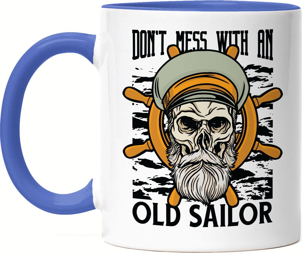 Don't mess with an old Sailor Tasse Blau Segler Geschenk Papa Vater Segelboot Katamaran