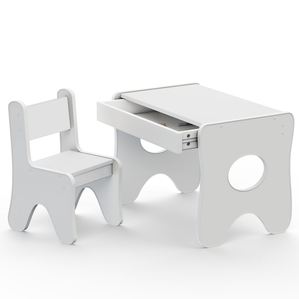 Happy Babies - Kinder-Schreibtisch mit 1 Stuhl – Ergonomischer Spieltisch mit Stauraum – Ergonomischer Spiel Lerntisch Jungen & Mädchen – Ki...