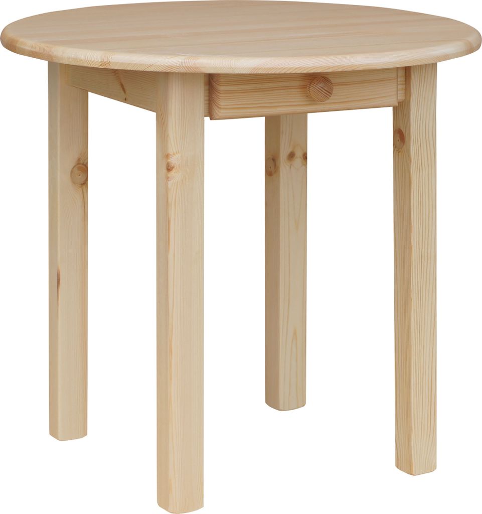 Esstisch Runder Küchentisch mit Schublade Kiefer Lackiert 90 cm