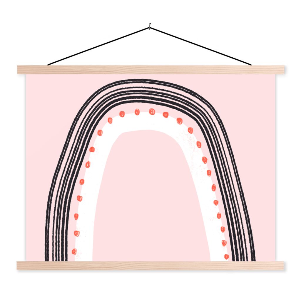 MuchoWow Textilposter Regenbogen - Minimalismus - Rosa 40x30 cm mit holzfarbenen Rahmen - Bilder