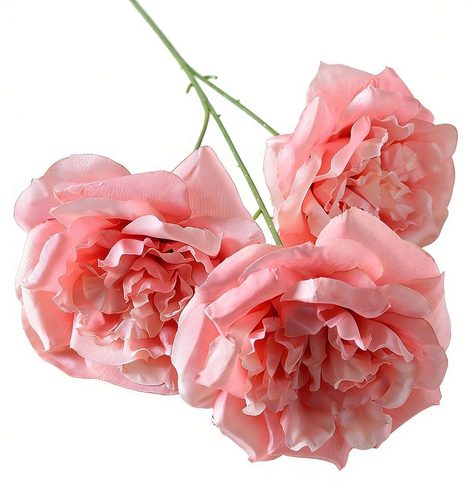 Künstlicher Rosenstrauß mit 3 Blütenköpfen, 66 cm lang, realistischer Stiel, aus Kunstseide, ideal für DIY-Hochzeitssträuße, Hotel- und Heim...