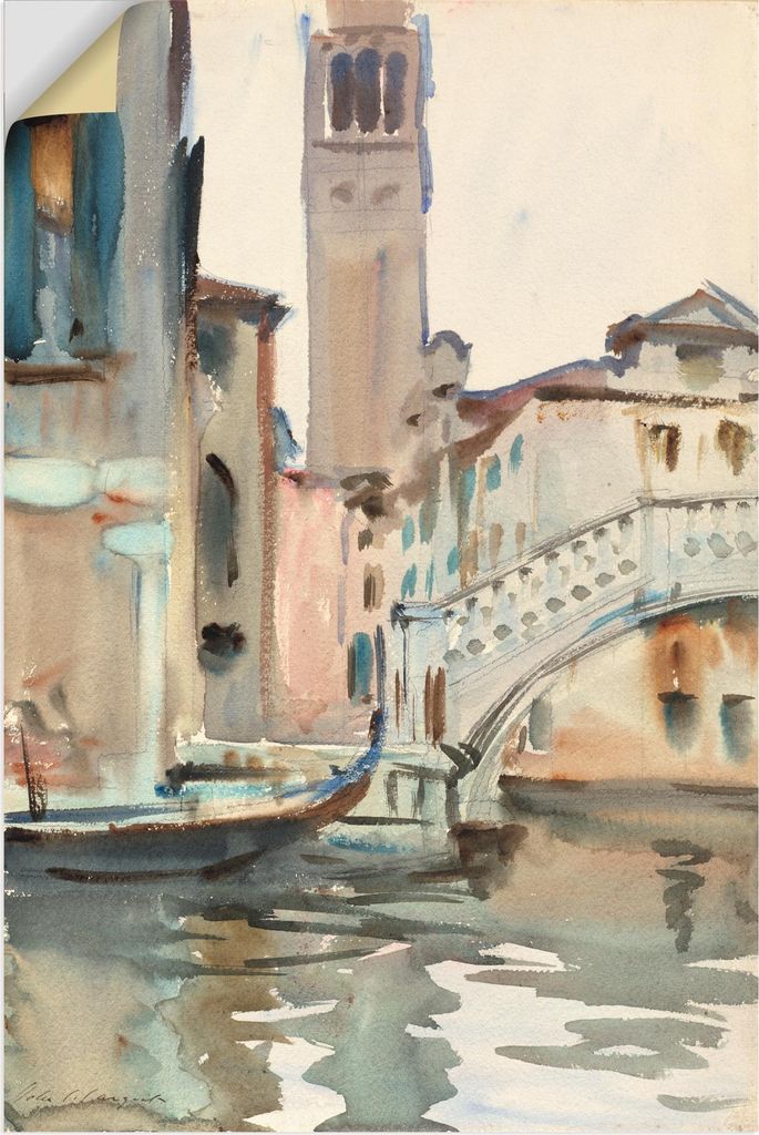 ARTland Wandbild, selbstklebend Eine Brücke und Campanile, Venedig. Größe: 40x60 cm