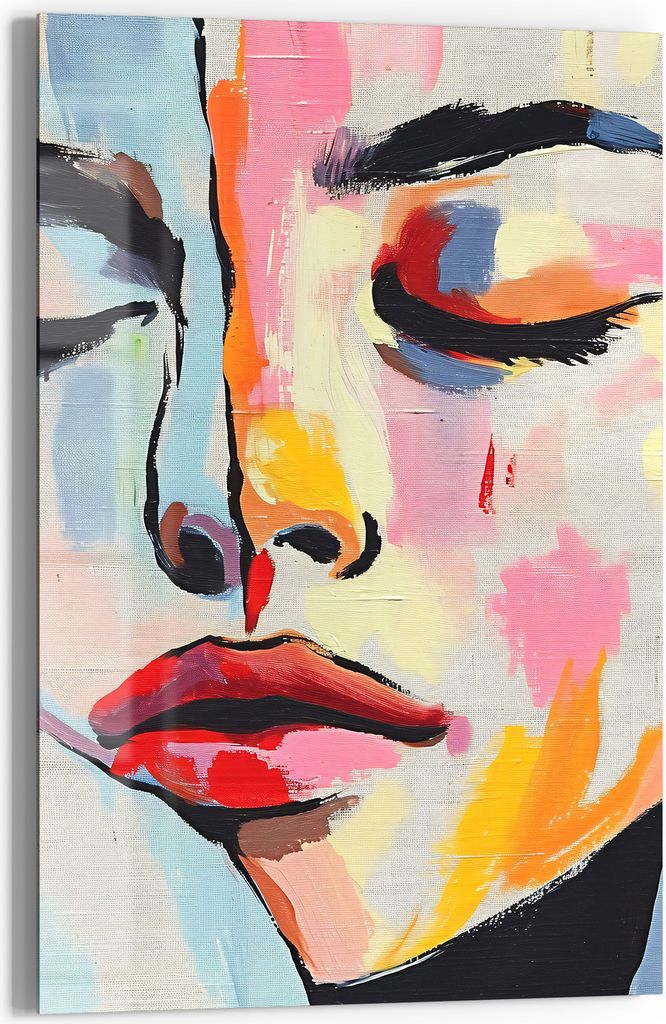 DEQOART Glasbild Echtglas 60x90 cm 'Farben der Identität' Wandbild Bild modern Deko