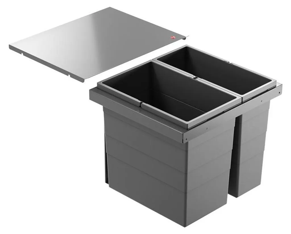 Système de Tri Sélectif Coulissant Hailo Triple XL 500 Poubelle 46L Gris