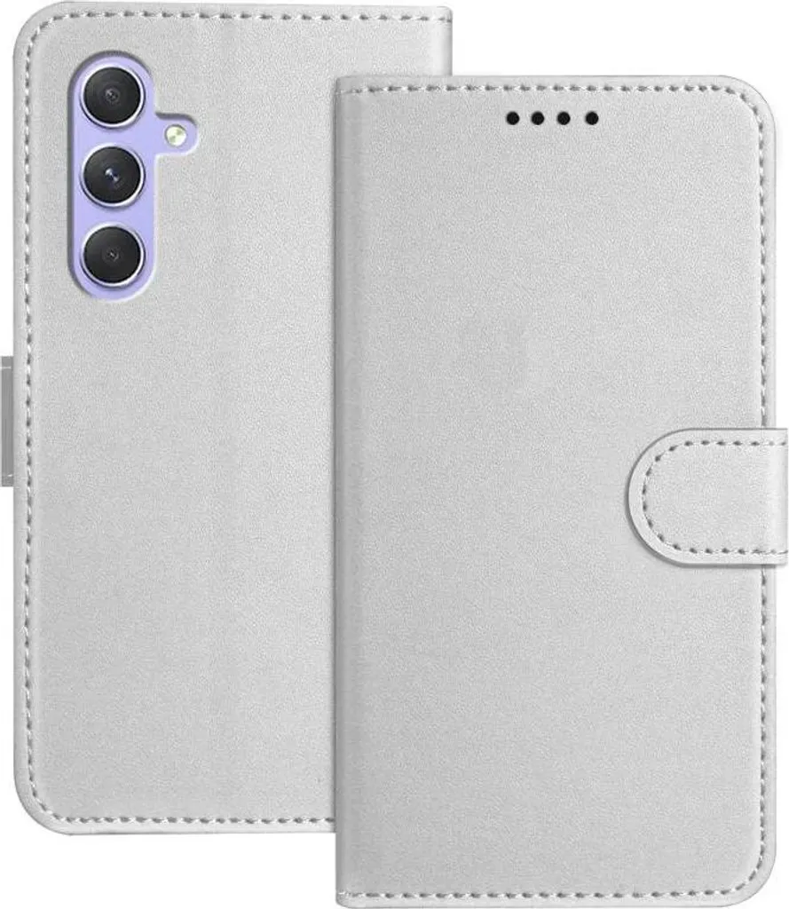 Custodia Protettiva Samsung A55 Argento Phonesta - Wallet Case con Laccio