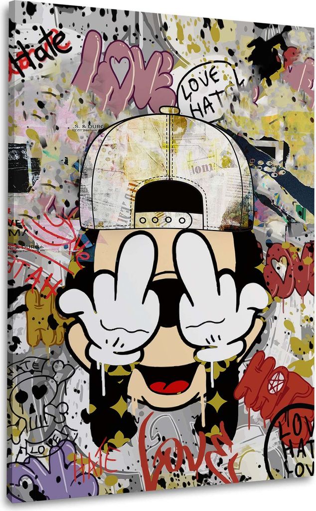Maus Pop Art Street Art Graffiti Wandbild Leinwandbild Kunstdruck XL Wanddeko: 40x60x2cm