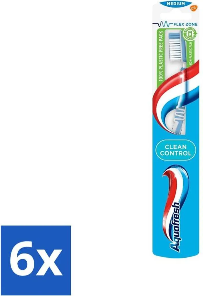 Spazzolino Aquafresh Clean Control Medium 6 Pezzi - Formato Risparmio Casa