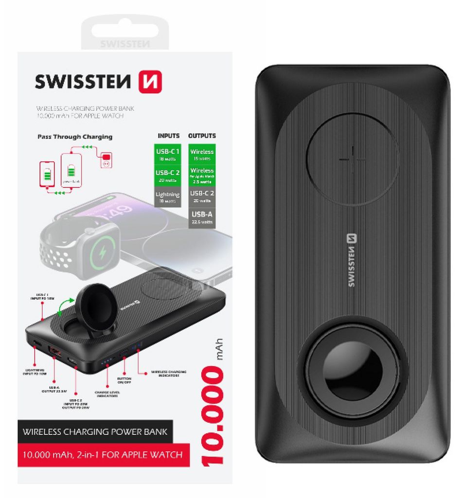 Swissten Bezvadu Power Bank Ārējas uzlādes baterija Priekš Zdjęcie produktu 