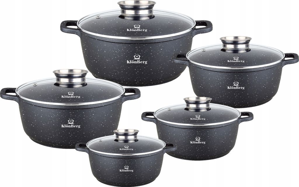 Klönberg 10-teiliges Topfset, antihaftbeschichtet, ideal für alle Herdarten, mit Deckel, schnell aufheizbar, Induktionstöpfe KB4060
