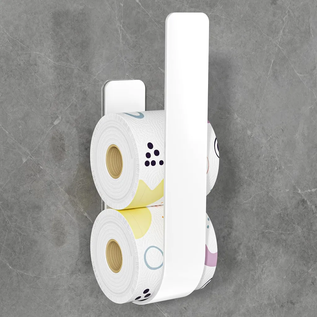 Porte-papier toilette réserve pour WC blanc autocollant gain de place
