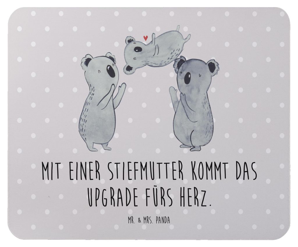 Mr. & Mrs. Panda Mauspad Herz Stiefmutter - Grau Pastell - Geschenk, Familienbindung, laptop mousepad, Stiefkind, Mouse Pad, Upgrade, fürs, Weihna...