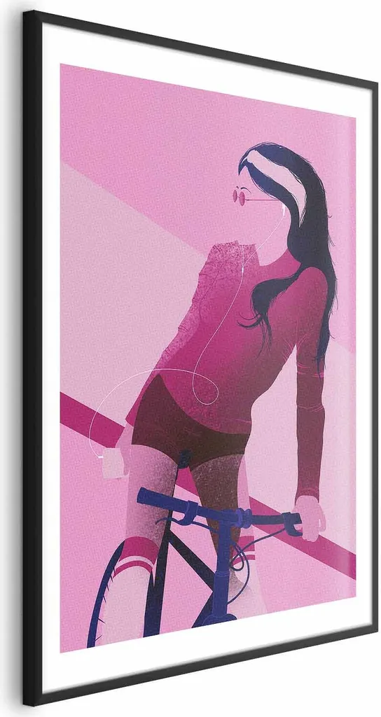Poster Donna in bicicletta 40x60 cm con cornice nera con margine