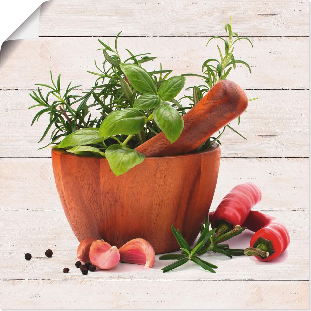 ARTland Poster Frische Kräuter und Gewürze Größe: 70x70 cm