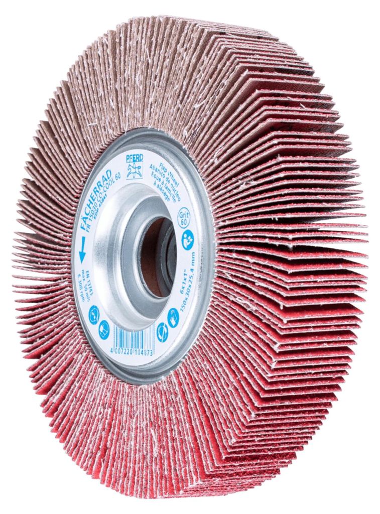 PFERD TOOLS Lamellenschleifrad FR Ø 150x30mm Bohrung Ø 25,4 mm CO-COOL60 für kühlen Schliff auf Edelstahl 2 Stk