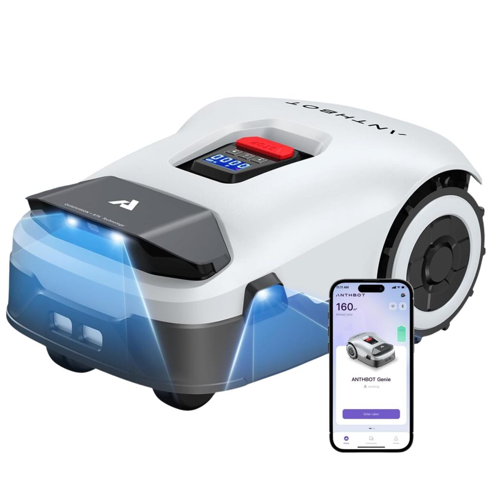 ANTHBOT Genie1000 RTK Mähroboter ohne Begrenzungskabel 2000m² – 4G LTE, 4-Kamera Vision, 5000mAh, kein Verlegen