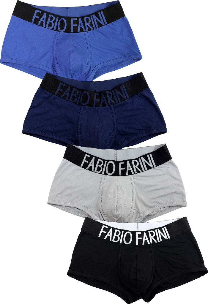Fabio Farini - 4 Stück Herren Unterhosen - Retroshorts aus atmungsaktiver Baumwolle im sportlichen Look mit breitem Logoschriftzug