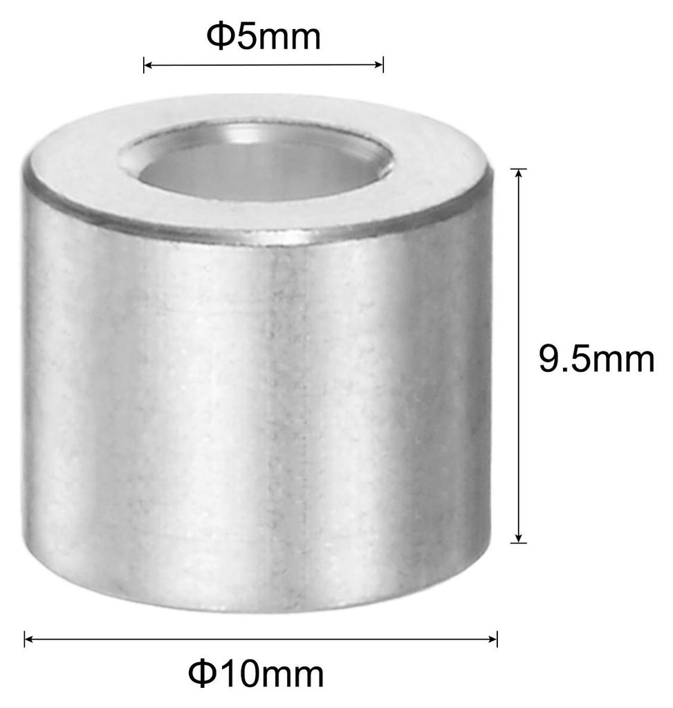 20 Stš¹ck Distanzhš¹lse, 5x10x9,5mm (IDxODxL) Aluminium Abstandshalter, Runde Unterlegscheiben fš¹r M5 Schrauben, Bolzen und Stangen