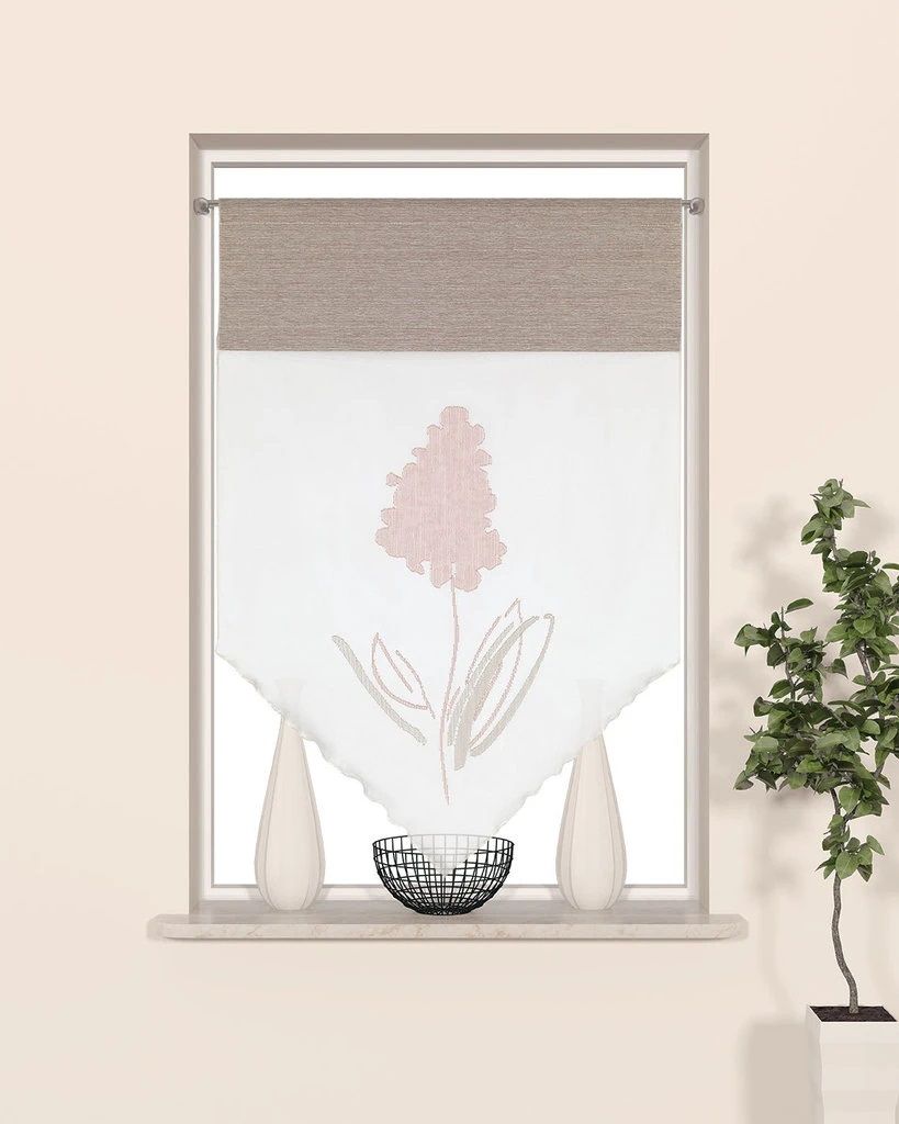 Bistrogardine Scheibengardine Gardine Fenstervorhang Blumen 60x90cm