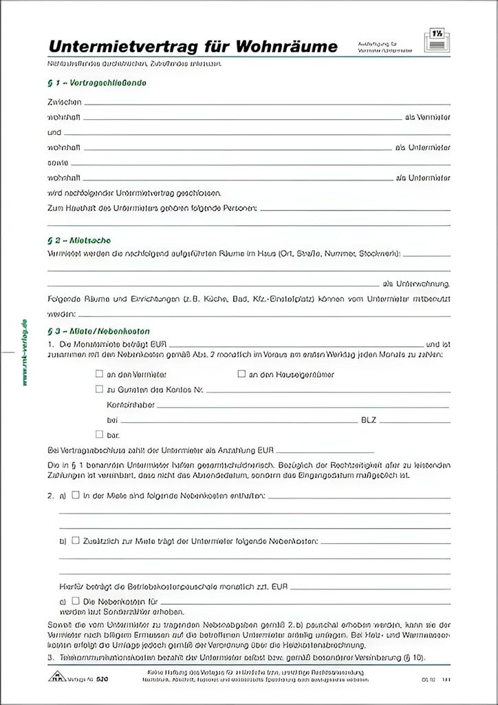 RNK Untermietvertrag DIN A4 4002871052009 Produktbild 