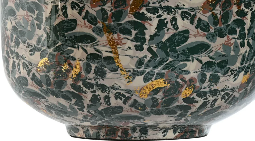 Grand vase décoratif de sol vert et doré 69 cm pour salon design moderne